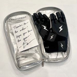 Authentic Bruce Bolt Premium Long Cuff Batting Gloves- Black Chrome